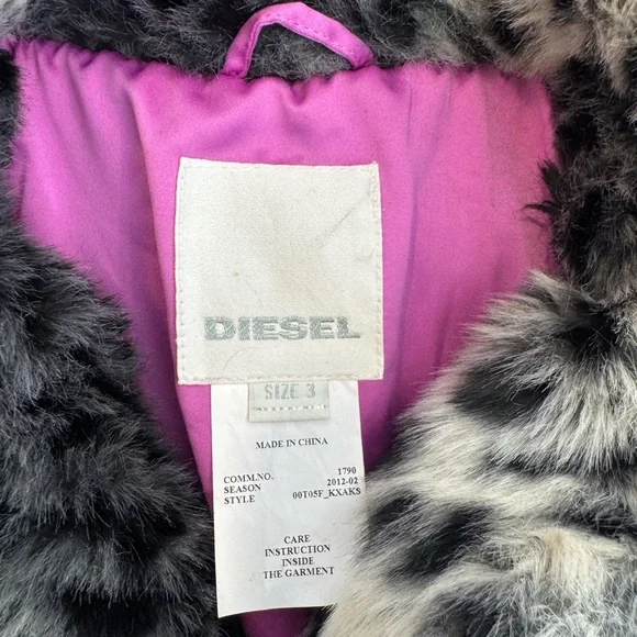 Diesel Faux Fur Leopard Print Coat